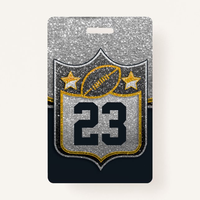 Black & Gold Glitter School Football Team Sport Ausweis (Vorderseite)