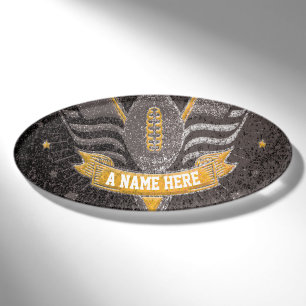 Black & Gold Glitter School Football Team Sport Namenschild