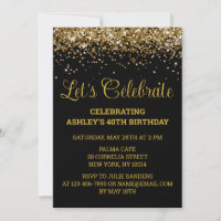 Black & Gold Glitzer 40. Geburtstag Feiern