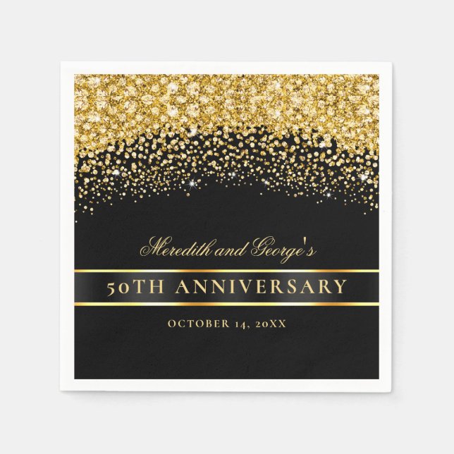 Black Gold Glitzer 50 Jahre alt Serviette (Vorderseite)