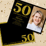Black Gold Glitzer 50. Überraschung Geburtstagsfes Einladung<br><div class="desc">Glam 50. Geburtstag Einladungen mit Personalisiertem Bild - Mark 50 Jahre Leben mit Panik mit unseren 50. Geburtstagseinladungen. Diese Einladungen in Schwarz und Gold vermitteln ein Gefühl von geschmackvoller Eleganz und fügen einen Hauch Glamour mit goldenem Glitzer hinzu, der Ihren Meilenstein bei Ihrem Geburtstag darstellt. Das Party ist bis zum...</div>