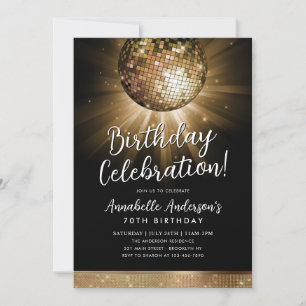 Black Gold Glitzer 70er Party Diskothek Ball Gebur Einladung