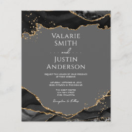 Black Gold Glitzer Agate Hochzeitseinladung