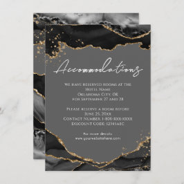 Black Gold Glitzer Agate Hochzeitsunterkünfte Begleitkarte