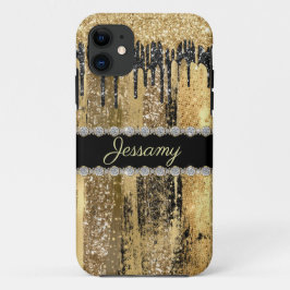 Black Gold Glitzer Bling Diamant Name Case-Mate iPhone Hülle