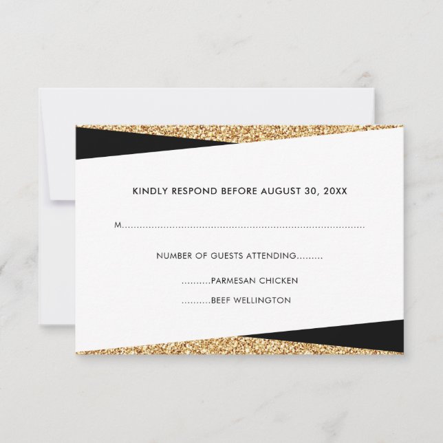 Black & Gold Glitzer Business Beruflich UAWG RSVP Karte (Vorderseite)