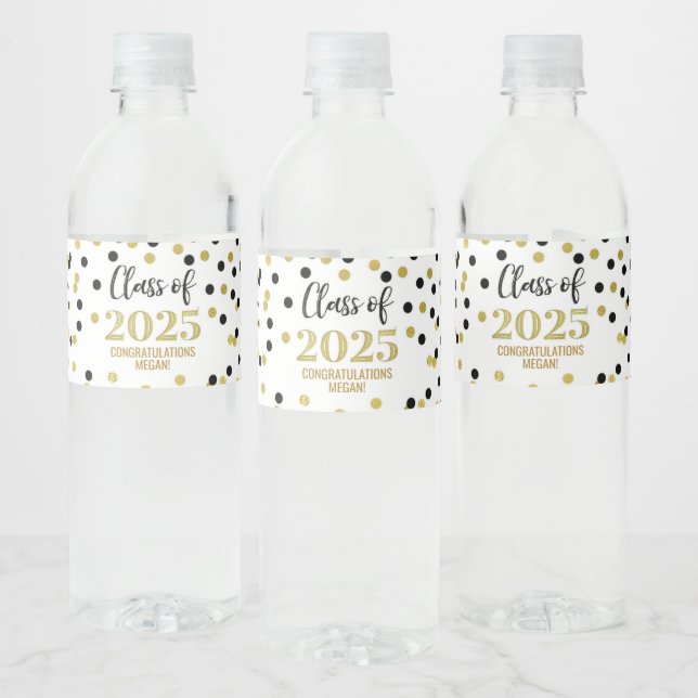 Black Gold Glitzer Class 2025 Abschluss (Flaschen)