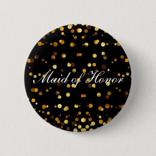 Black Gold Glitzer Confetti Foil Trauzeugin Button