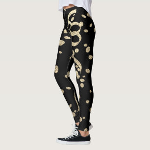 Black Gold Glitzer Confetti Silvester Party Leggings