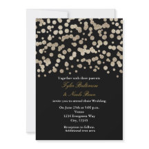 Black & Gold Glitzer Dot Modern Wedding Einladung