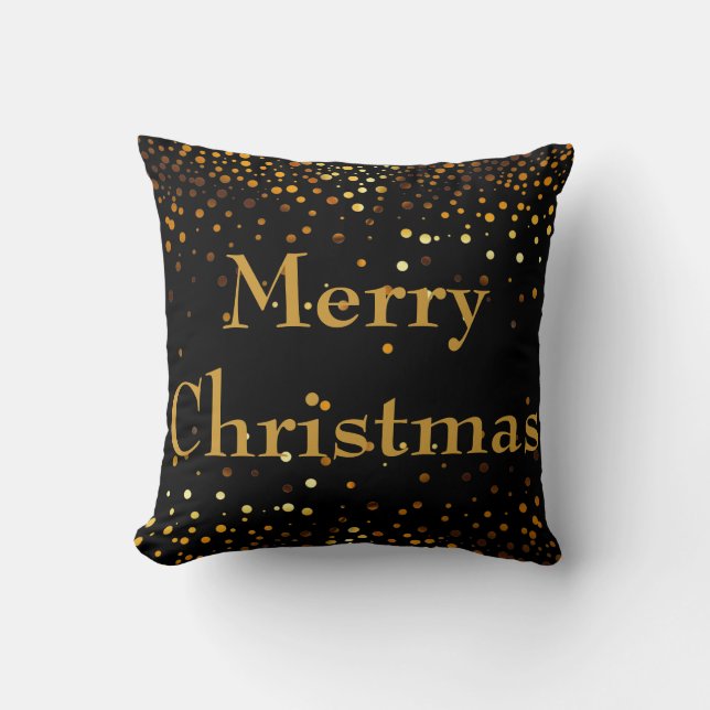 Black Gold Glitzer Foil Confetti Frohe Weihnachten Kissen (Vorderseite)