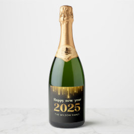Black Gold Glitzer Frohes neues Jahr 2025 Weinsieg