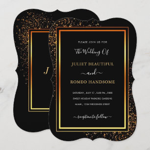 Black Gold Glitzer Gerahmt Hochzeitskarte
