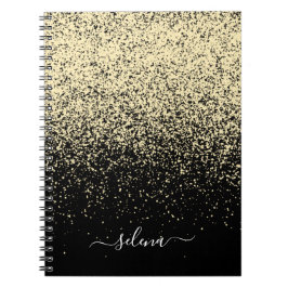 Black Gold Glitzer Girly Monogram Notizblock