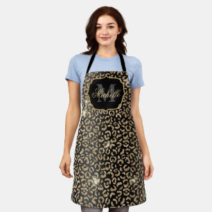Black & Gold Glitzer Glam Leopard Spots drucken Schürze