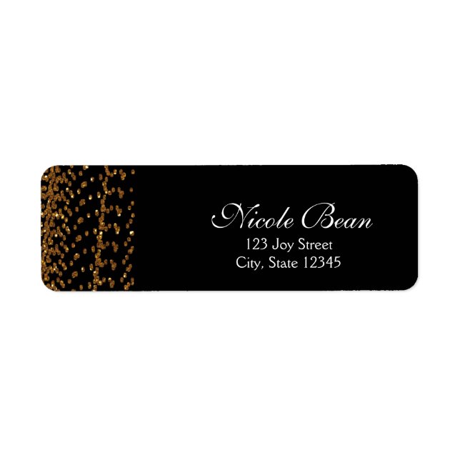 Black & Gold Glitzer Glamour Chic Address Labels (Vorne)
