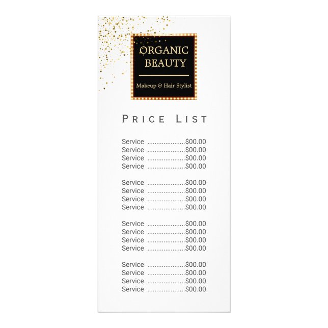 Black & Gold Glitzer Glitzer Beauty Salon Werbekarte (Vorne)