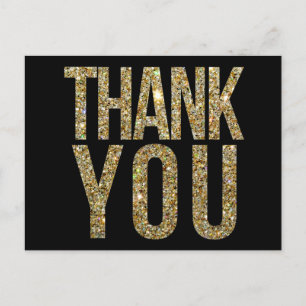 Black & Gold Glitzer Hochzeit Vielen Dank Postcard Postkarte