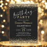Black Gold Glitzer im Alter von 50 Jahren Einladung<br><div class="desc">Mit diesem Black Gold Glitzer zum 50. Geburtstag einladen! Mit einem kühnen schwarzen Hintergrund und blendenden Imitats mit goldenen Glitzer Akzenten, ist dieses Design perfekt für eine elegante Feier. Vollständig editierbar für jedes Alter, können Sie den Namen, den Meilenstein, das Datum und die Veranstaltungsdetails personalisieren. Ob ein glamouröses Dinner-Party oder...</div>