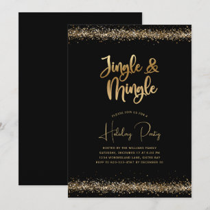 Black Gold Glitzer Jingle und Mingle Holiday Party Einladung