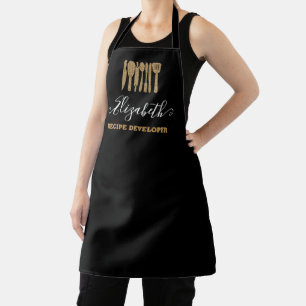 Black Gold Glitzer Kitchen Geschirr Name Schürze