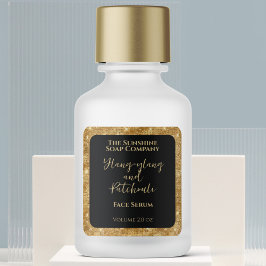 Black Gold Glitzer Kosmetik Dropdown-Flasche-Etike Quadratischer Aufkleber