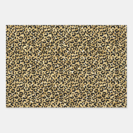 Black Gold Glitzer Leopard Print         Geschenkpapier Set