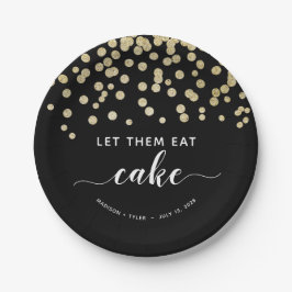 Black & Gold Glitzer Ließ sie essen Cake Fun Hochz Pappteller