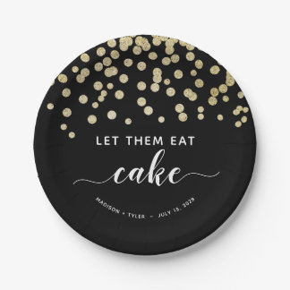 Black & Gold Glitzer Ließ sie essen Cake Fun Hochz Pappteller
