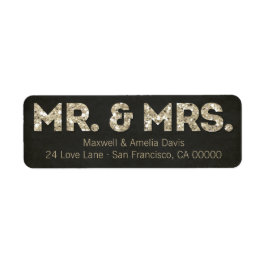 Black & Gold Glitzer Look Mr. & Mrs Labels