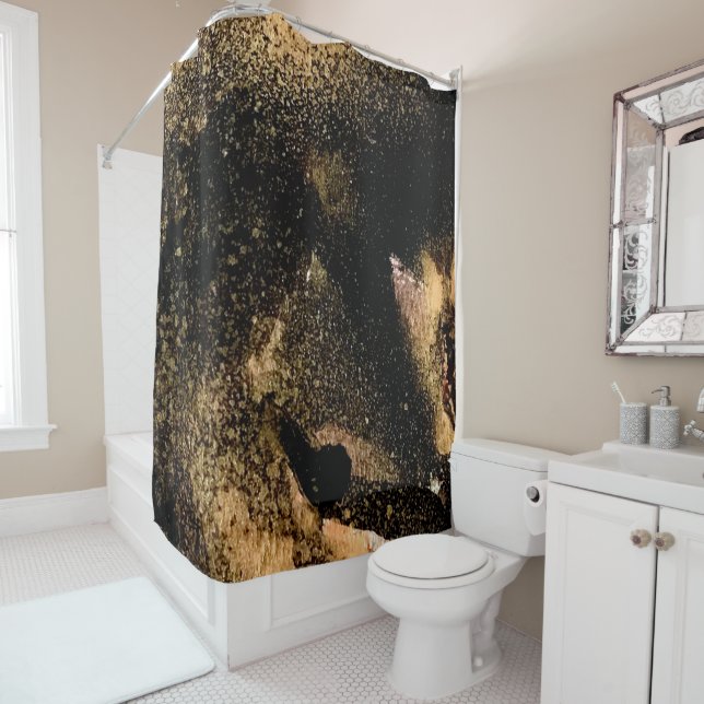 Black Gold Glitzer Marble Hübsch Elegante Luxus Duschvorhang (Beispiel)