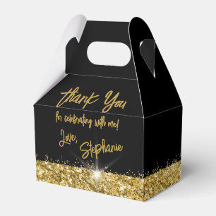 Black Gold Glitzer Modern Fun Pinselstrichschrift  Geschenkschachtel