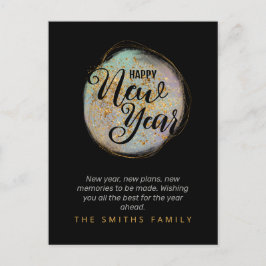Black Gold Glitzer New Year Postkarte