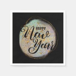 Black Gold Glitzer New Year Serviette