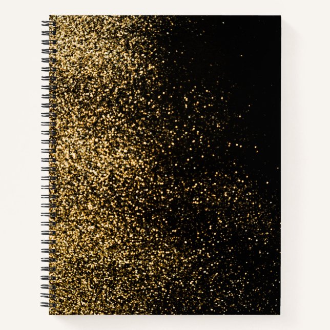 Black Gold Glitzer Niedlich Moderne Girls Notizbuch (Vorderseite)