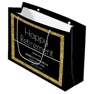Black Gold Glitzer Retirement Party Große Geschenktüte