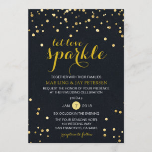 Black Gold Glitzer Sparkle Hochzeit Einladung