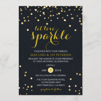 Black Gold Glitzer Sparkle Hochzeit Einladung