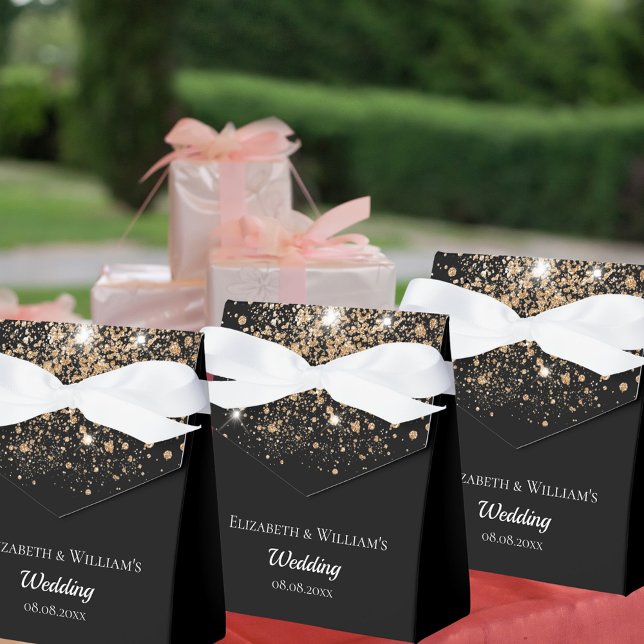 Black Gold Glitzer Vielen Dank für Ihre Hochzeit Geschenkschachtel (Von Creator hochgeladen)