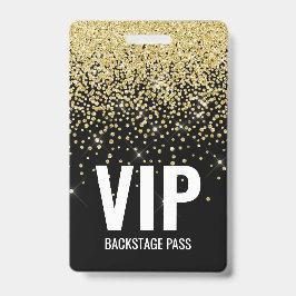 Black Gold Glitzer VIP Pass mit QR Code ID Ausweis