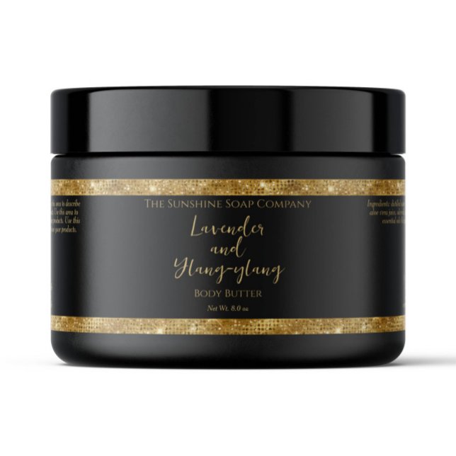 Black Gold Glitzer Wasserdichte Kosmetik Jar Label (Von Creator hochgeladen)