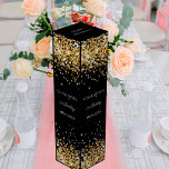 Black gold Glitzer Weinbox<br><div class="desc">Ein klassischer schwarzer Hintergrund. Dekoriert mit Imitaten goldenen Glitzer. Personalisieren Sie den Namen,  das Alter und das Datum und fügen Sie ihn hinzu.</div>