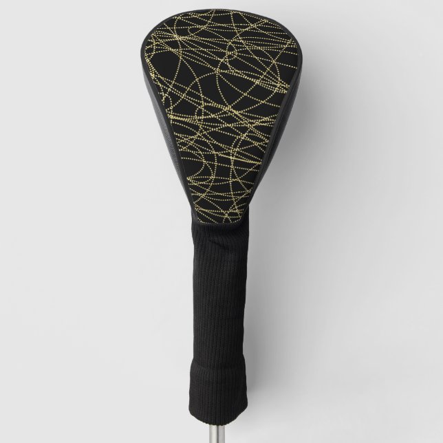 Black Gold Glitzy Abstrakt Golf Headcover (Vorderseite)