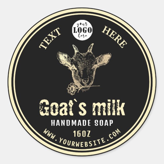 Black Gold Goat's Milk Soap Label | Ziegenlogo Runder Aufkleber (Vorderseite)