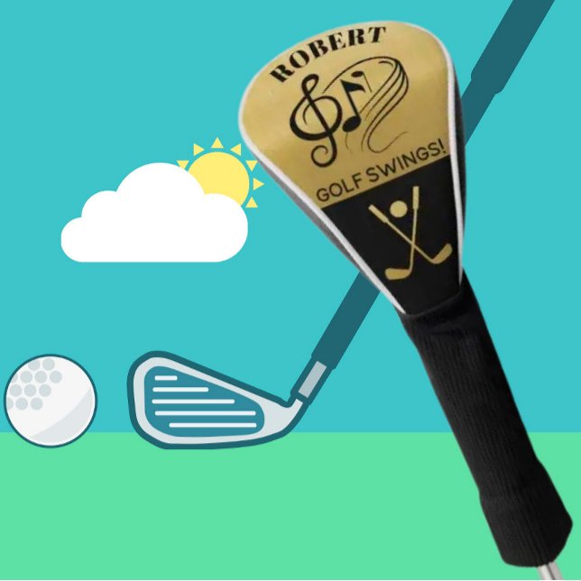 Black & Gold Golf Swings Personalisiert Golf Headcover (Von Creator hochgeladen)