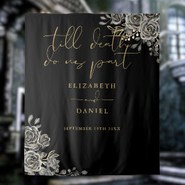Black Gold Goth Rose Floral Wedding Foto Prop Wandteppich