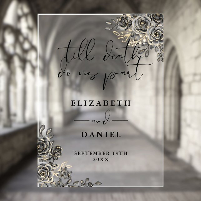 Black Gold Gothic Rose Blumenhochzeit Acrylschild (Black Gold Gothic Roses Floral Wedding Acrylic Sign)