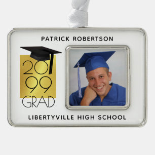 Black & Gold GRAD   Abschluss Foto Keepake Rahmen-Ornament Silber