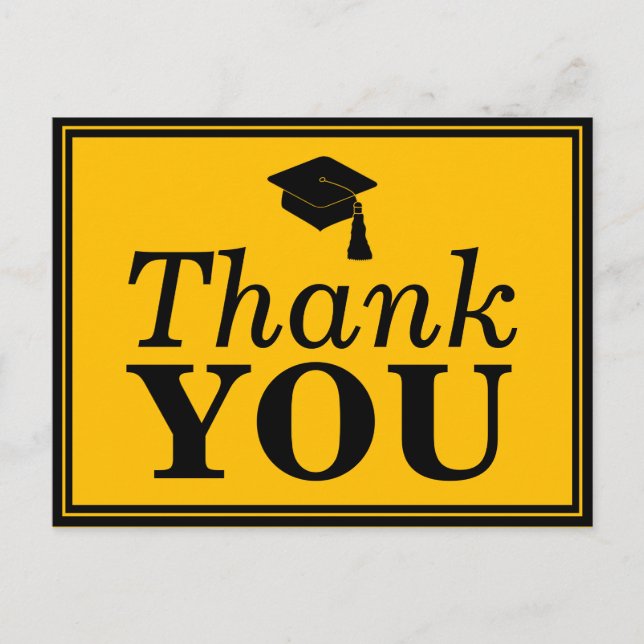 Black Gold Grad Cap Vielen Dank Postkarte (Vorderseite)