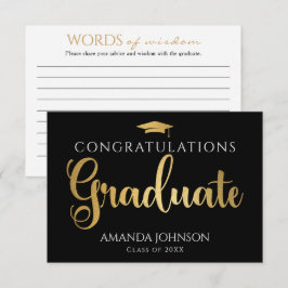 Black Gold Graduate Words of Wisdom Abschluss Begleitkarte